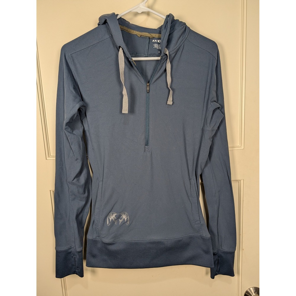 KUIU Womens Ultra Merino 125 LS Hoodie Blue 1/4 Zip Pullover Medium